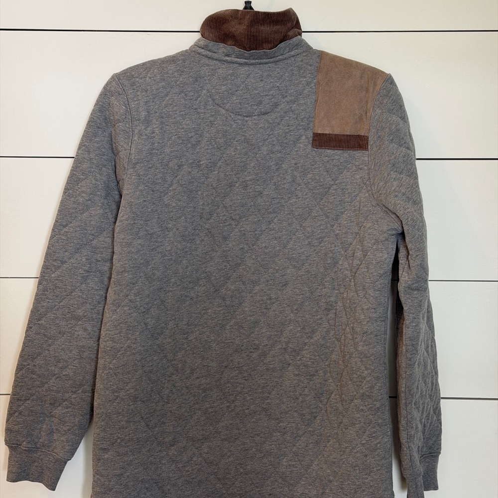 Southern Marsh Gray Quilted Pullover with Tan Suede Detail size Sm - Picture 7 of 7
